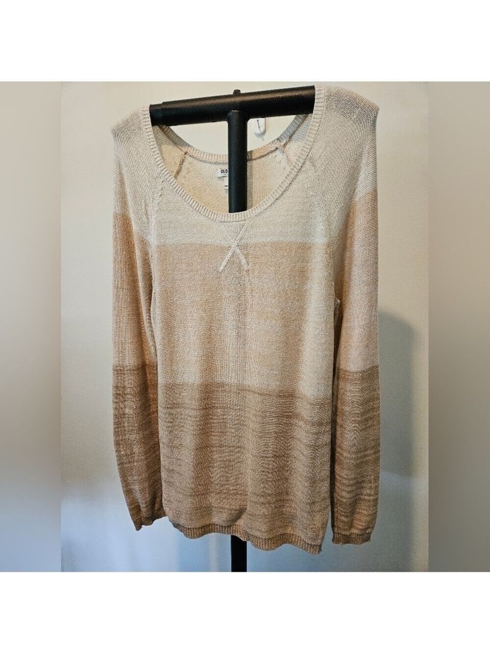 OLD NAVY WOMEN'S WINTER WHEAT OMBRE KNIT PULLOVER LIGHTWEIGHT SWEATER SIZE MED